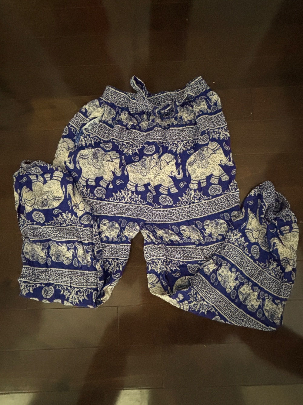 Mossimo Supply Co. Navy and White Elephant Print Elastic-Waist Pants